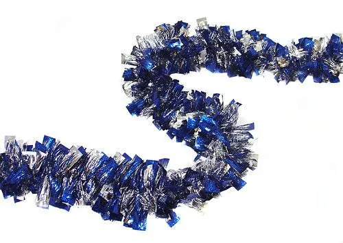 12' Wintry Holographic Blue and Silver Boa Christmas Tinsel Garland