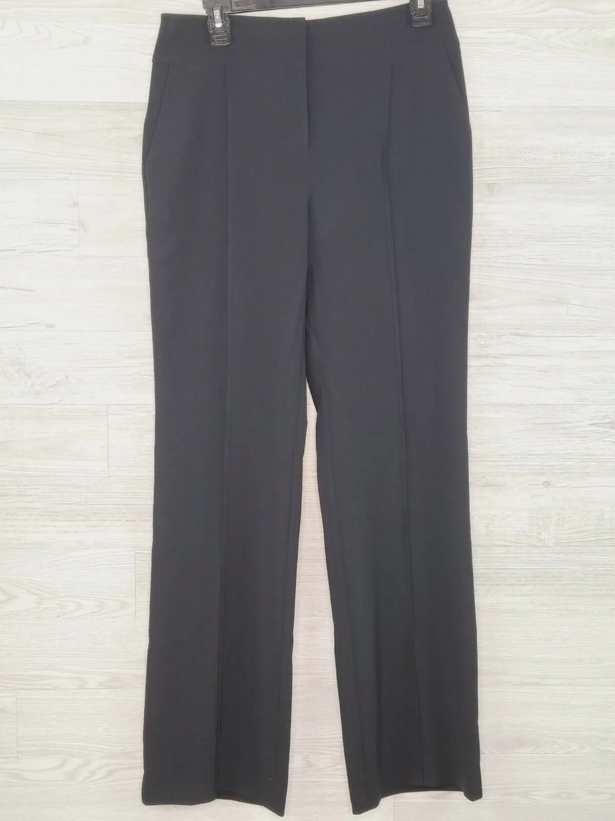 Alfani Women's Deep Black Pleated Tummy Control Trouser Leg Pants Size 4