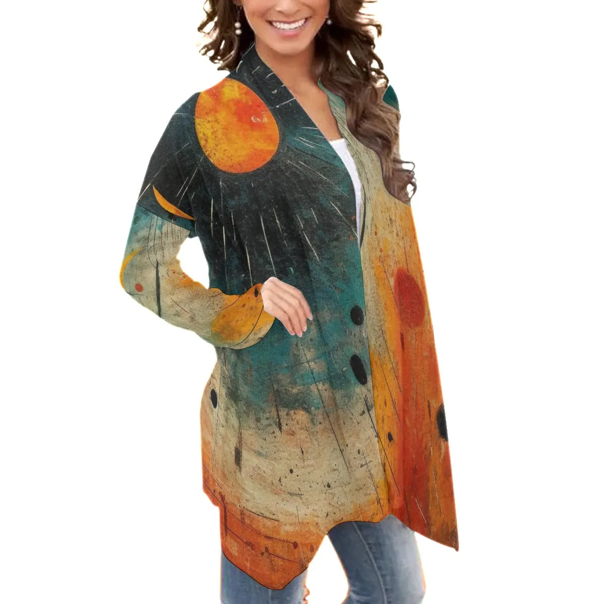 All-Over Print Women's Cardigan With Long Sleeve 198