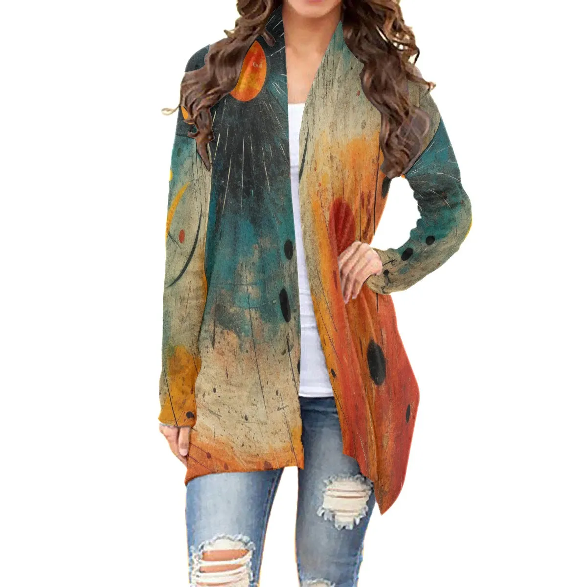 All-Over Print Women's Cardigan With Long Sleeve 198