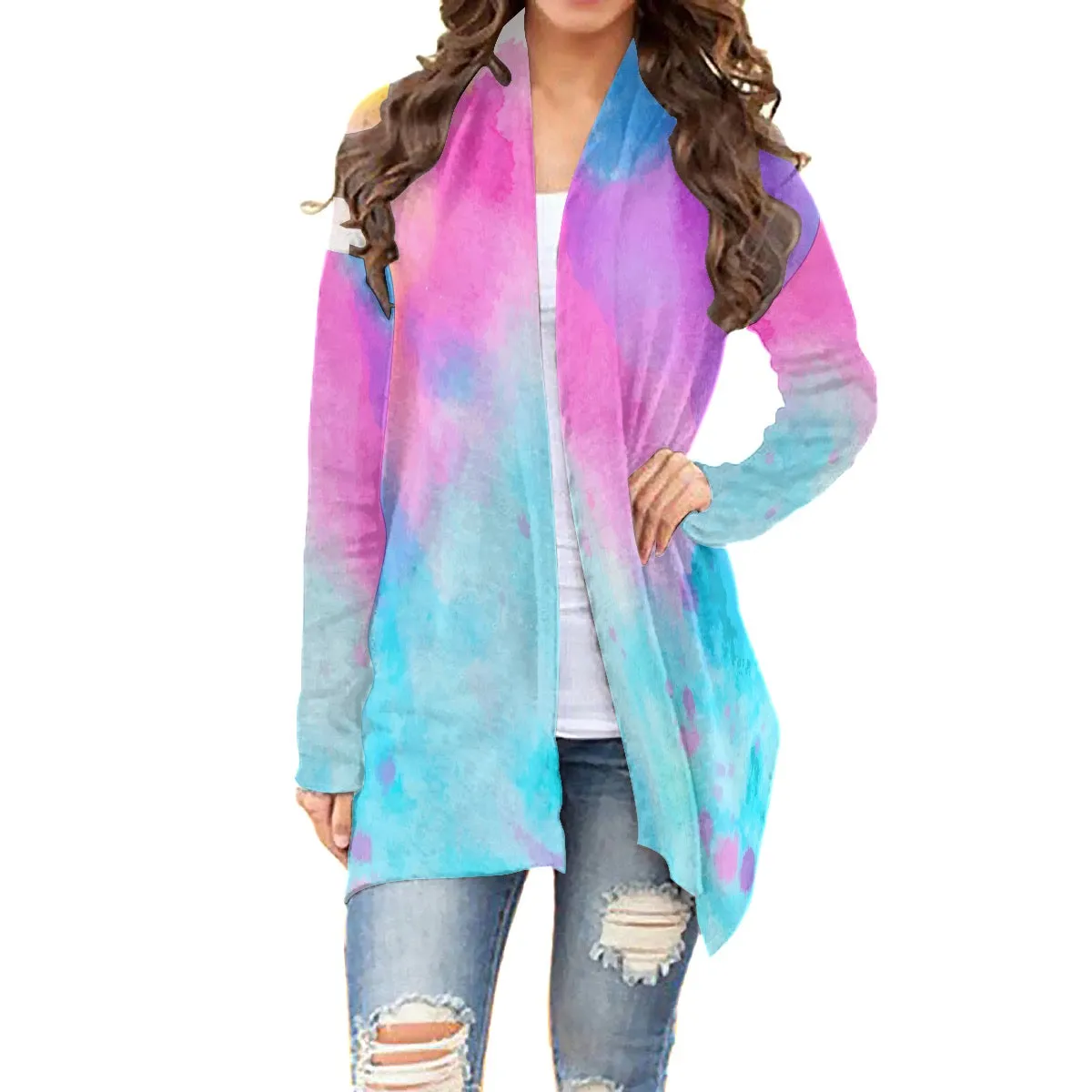 All-Over Print Women's Cardigan With Long Sleeve 203