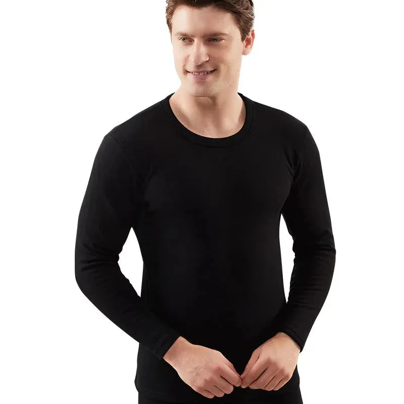 Alr™ Men's Thermal Underwear Set - Fleece-Lined Cotton Long Johns, Black