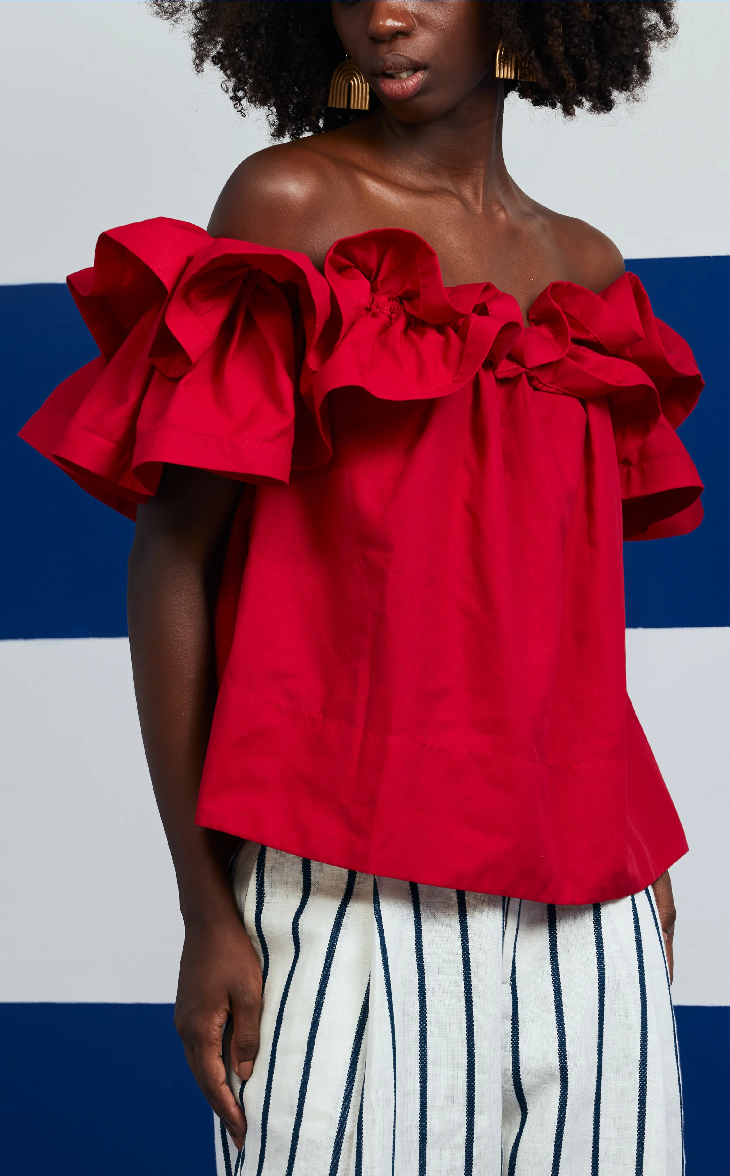 ANDORA TOP - RED POPLIN