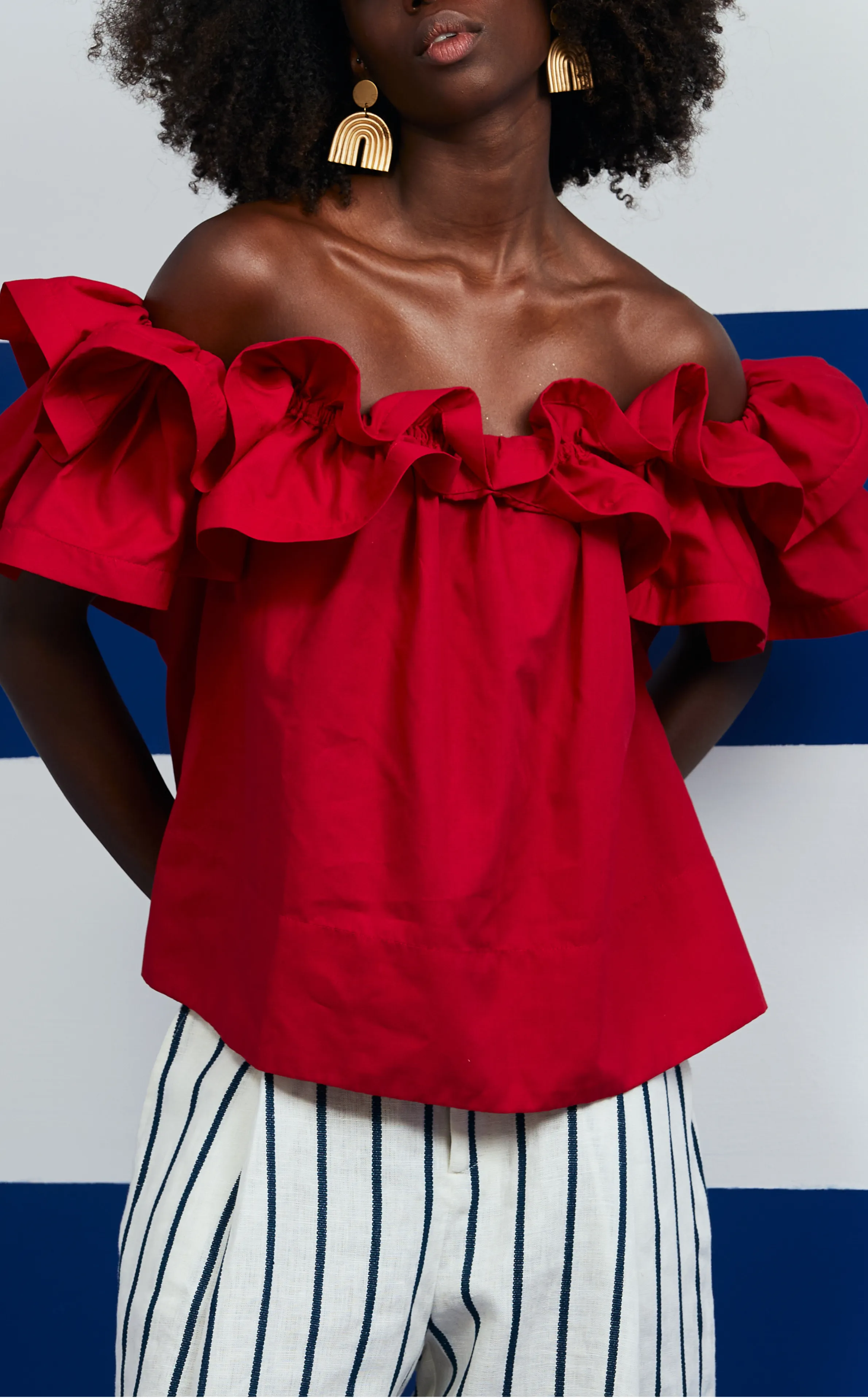 ANDORA TOP - RED POPLIN