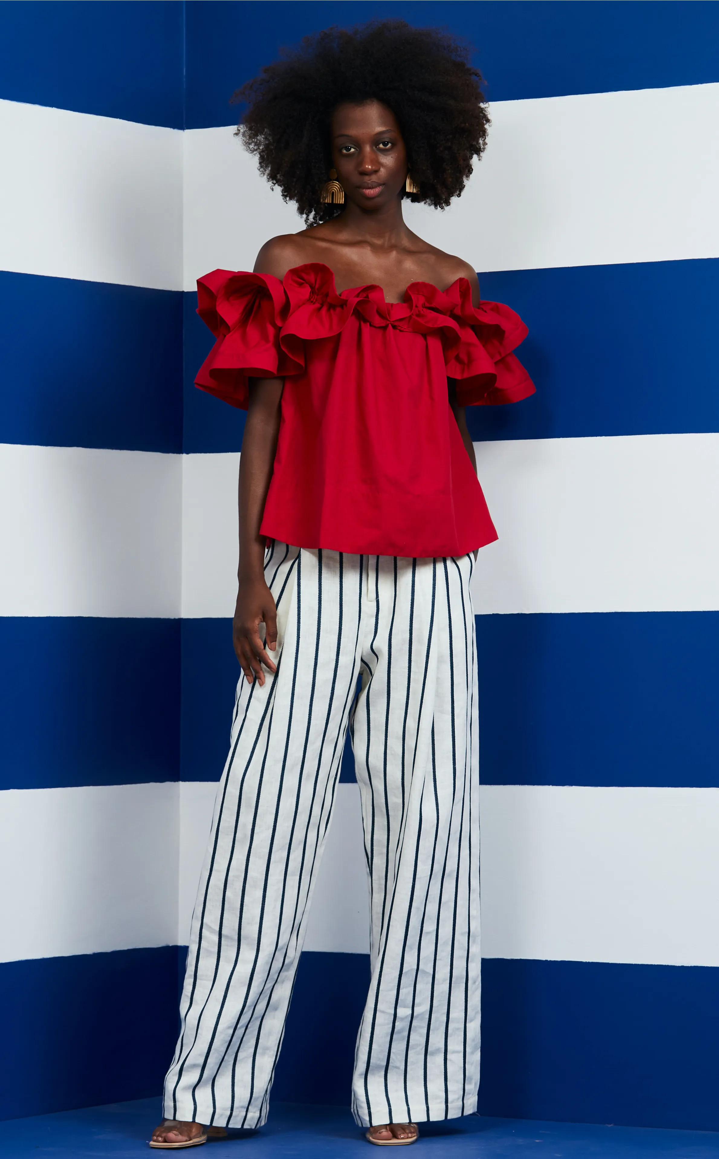 ANDORA TOP - RED POPLIN