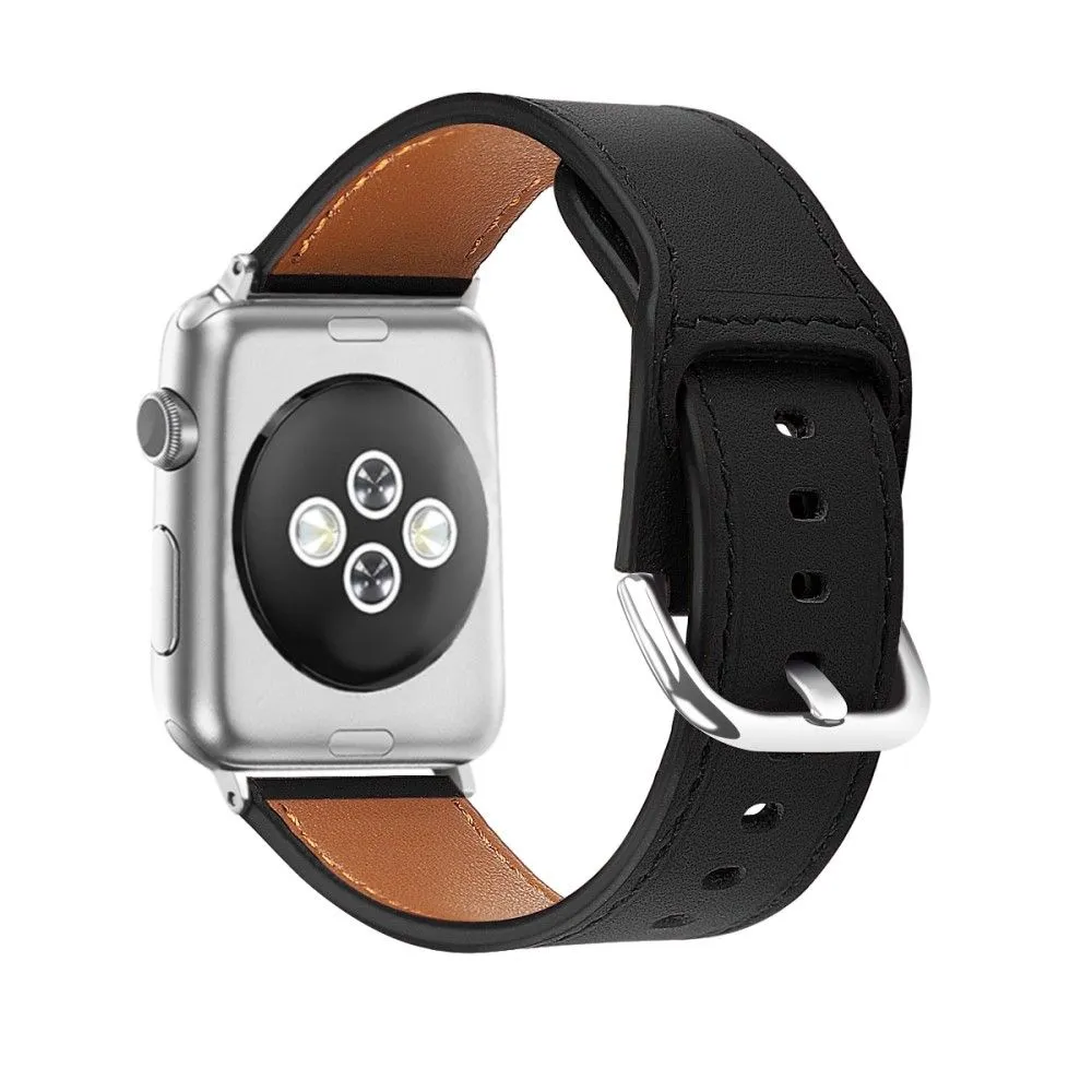 Apple Watch (45mm) top layer genuine leather watch strap - Black