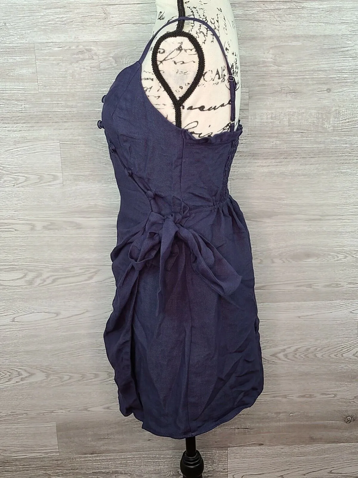 AQUA Women's Navy Adjustable Sleeveless Belted Button Wrap Dress Size XS