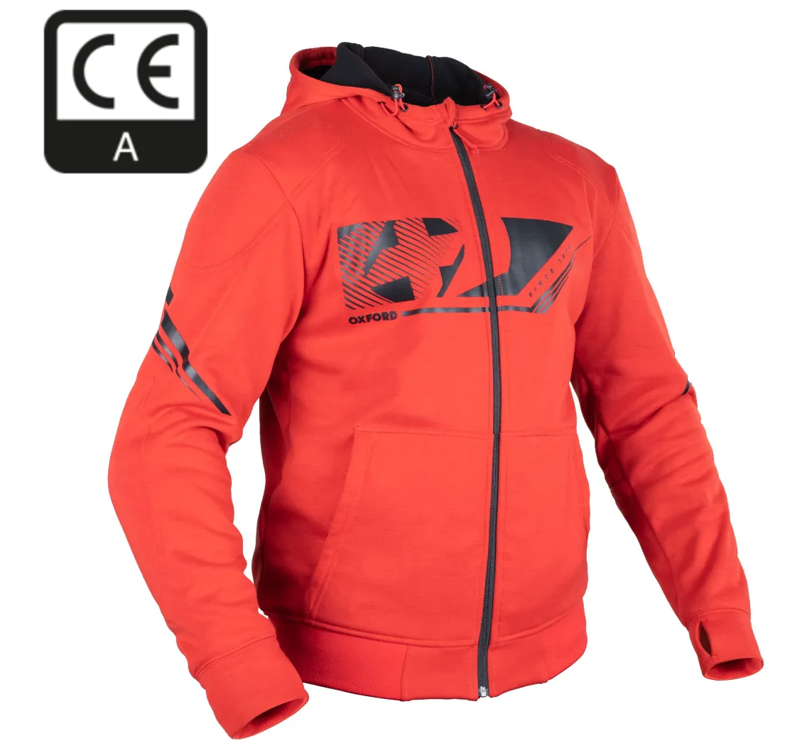 Aramid Lined Biker Riding Red Sports Super Hoodie by Oxford