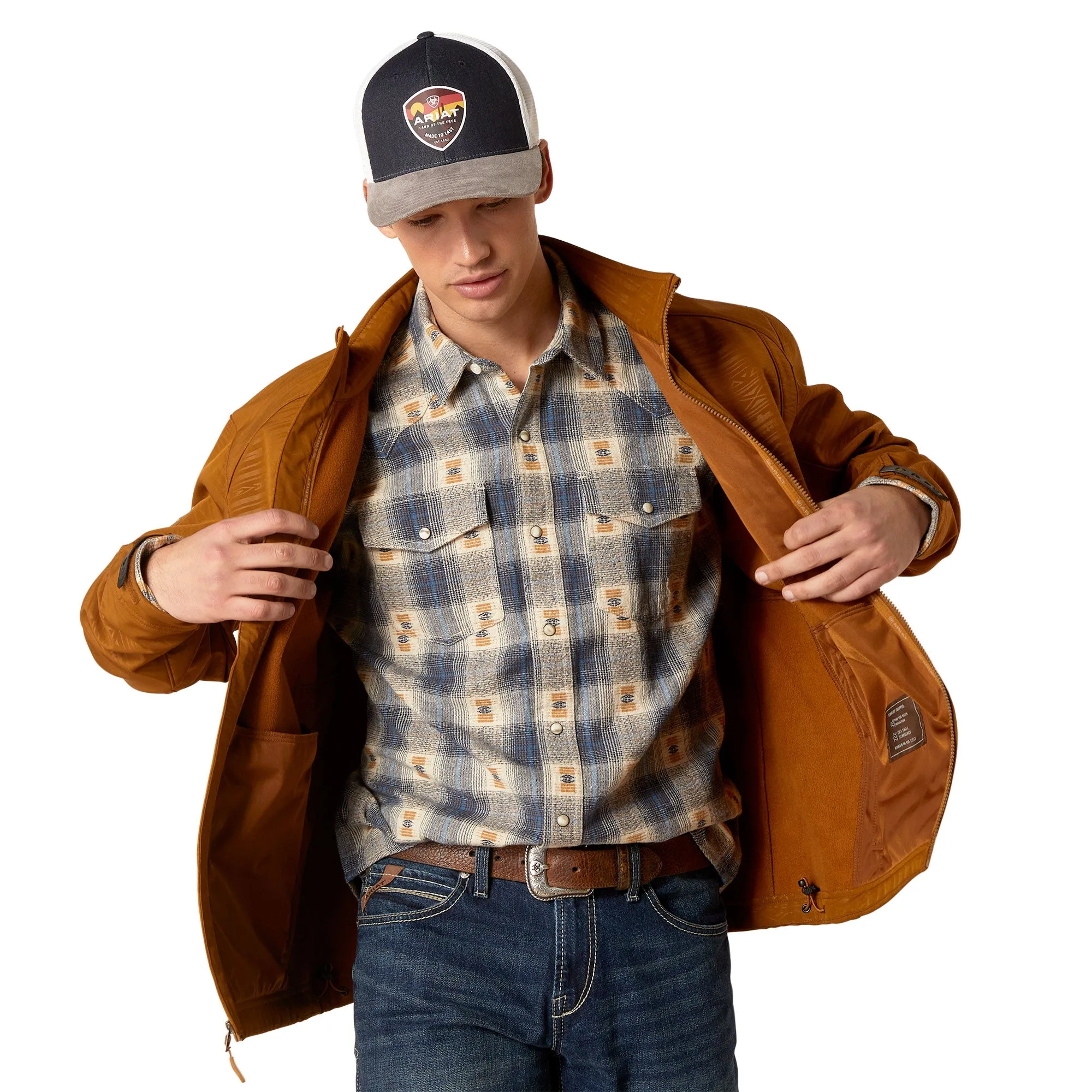 Ariat Men's Softshell Jacket Logo Chestnut