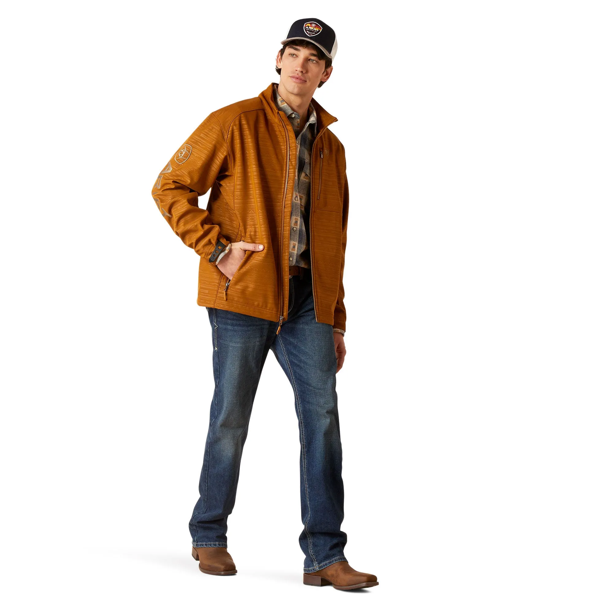 Ariat Men's Softshell Jacket Logo Chestnut