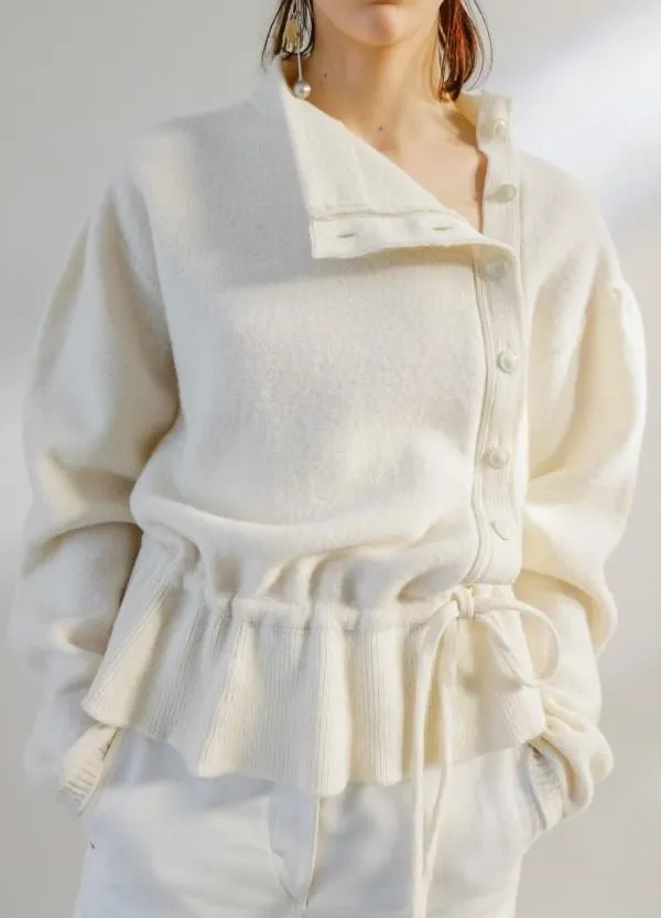 Asymmetrical Cardigan, White