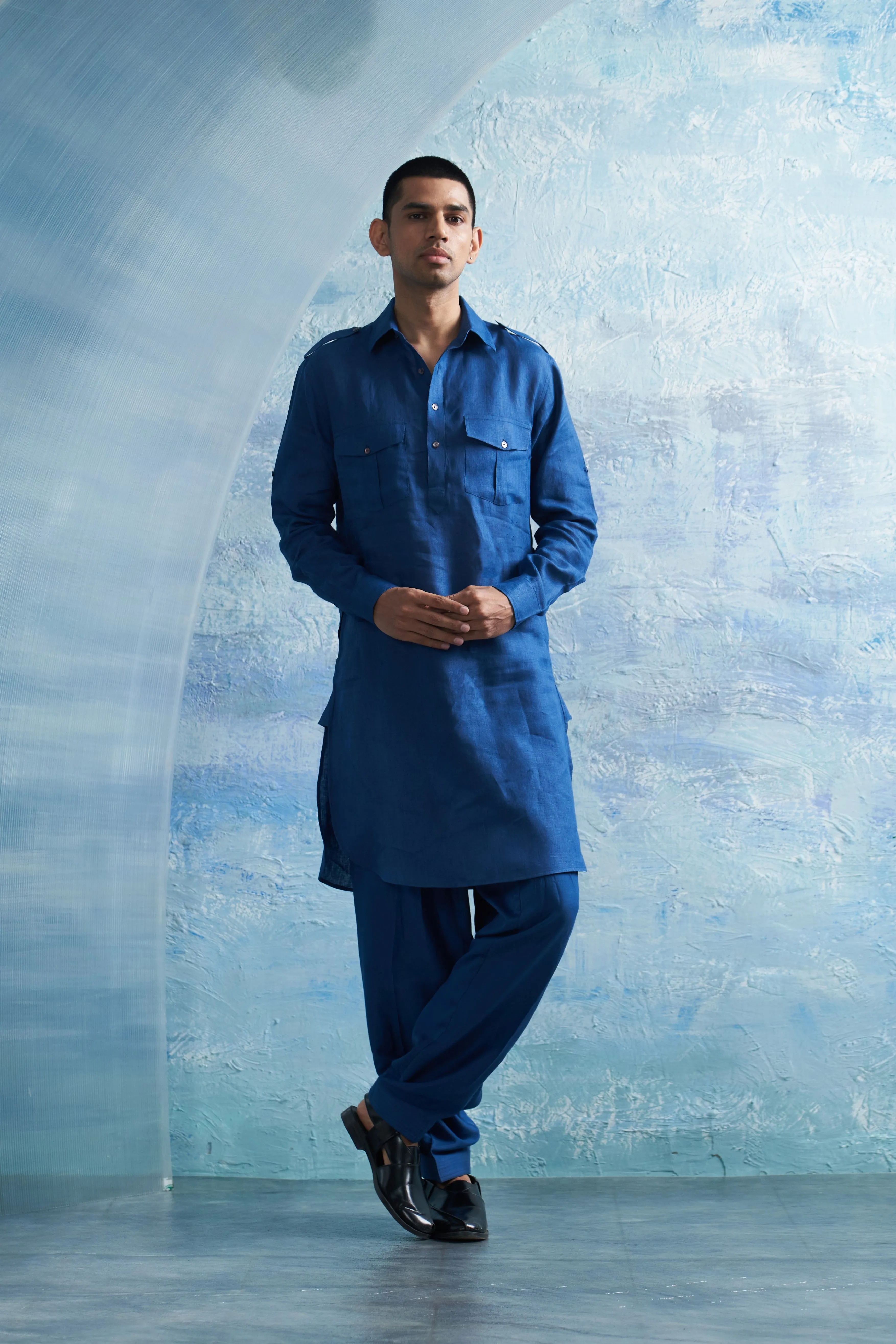 Aura Classic Linen Pathani with Jacket