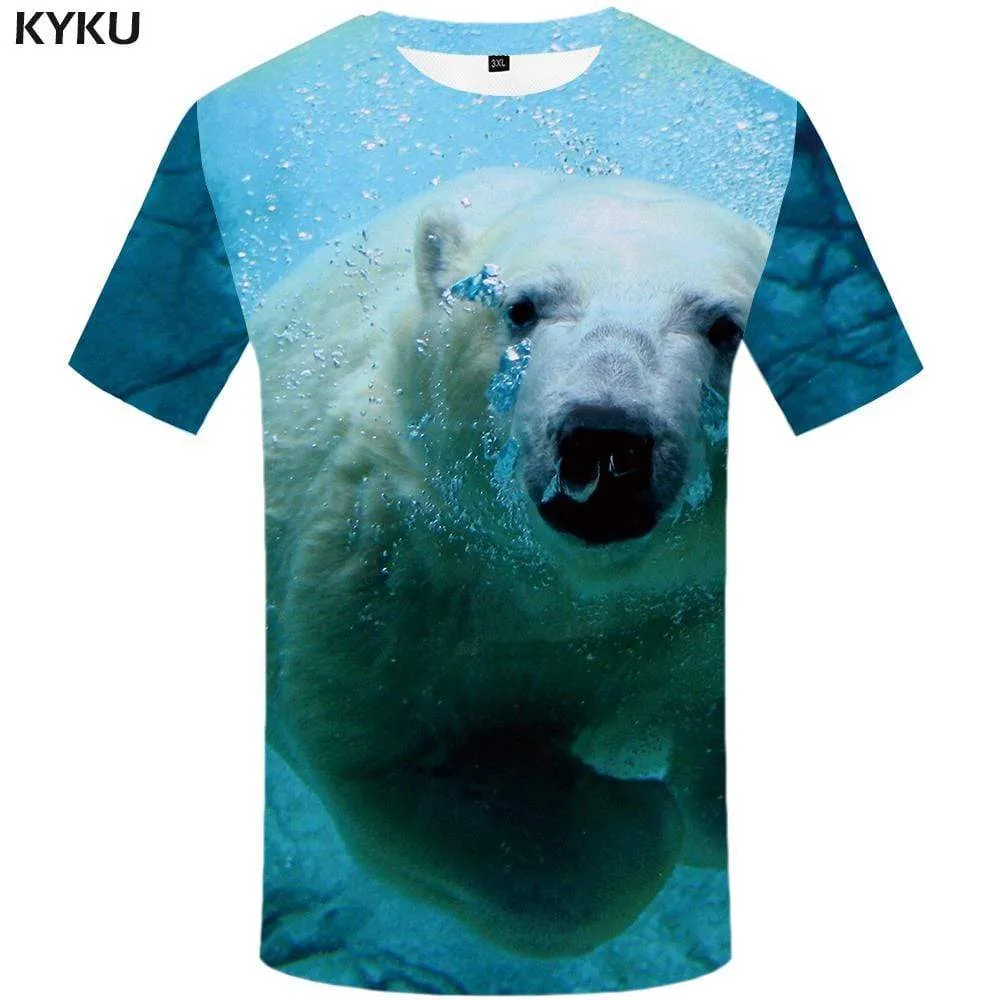 Bear T-shirts Men Animal Tshirts Print Russia T-shirt 3d Ocean T shirts Funny Harajuku Tshirt Anime Mens Clothing Hip hop Unisex