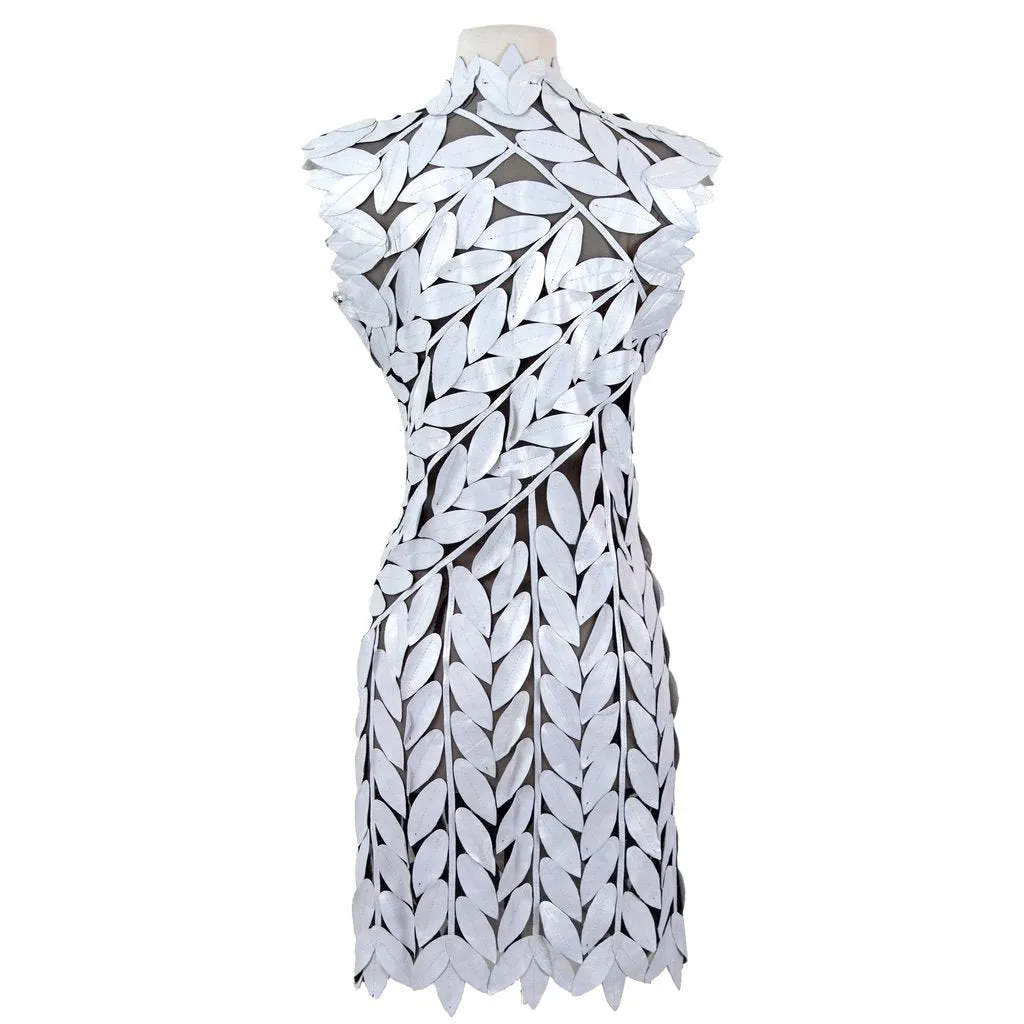 Belgin Francis Classic Leaf Design Leather Midi Vest - WHITE