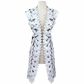 Belgin Francis Classic Leaf Design Leather Midi Vest - WHITE