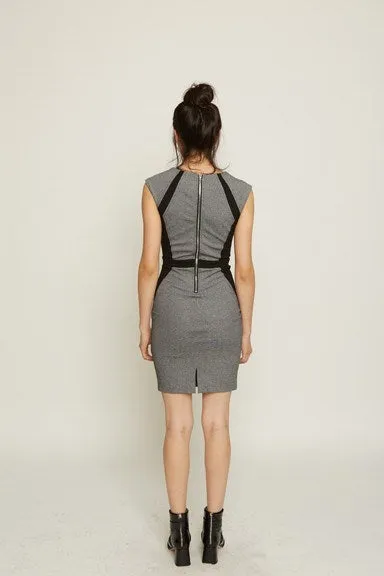 Black and Grey Mode Midi Dress
