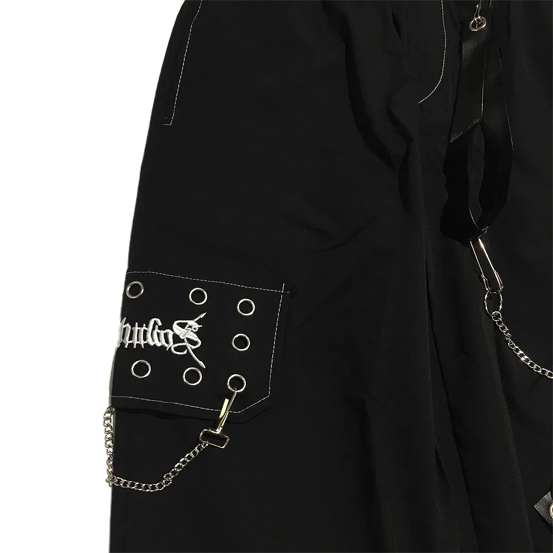 Black Punk Cargo Pants with Chains