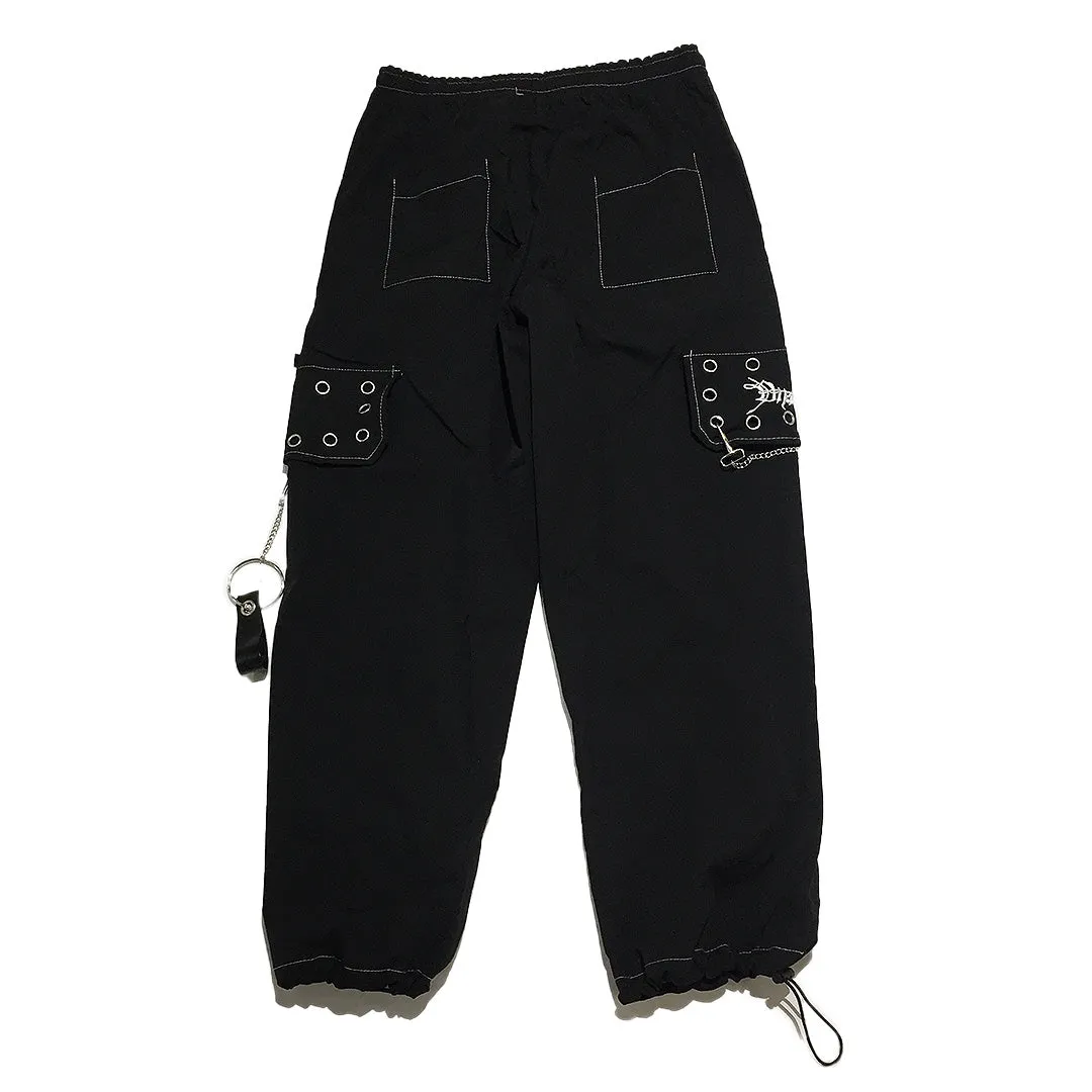 Black Punk Cargo Pants with Chains