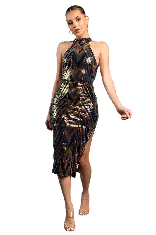 BLACK TIE - SEQUIN MOCK MIDI DRESS