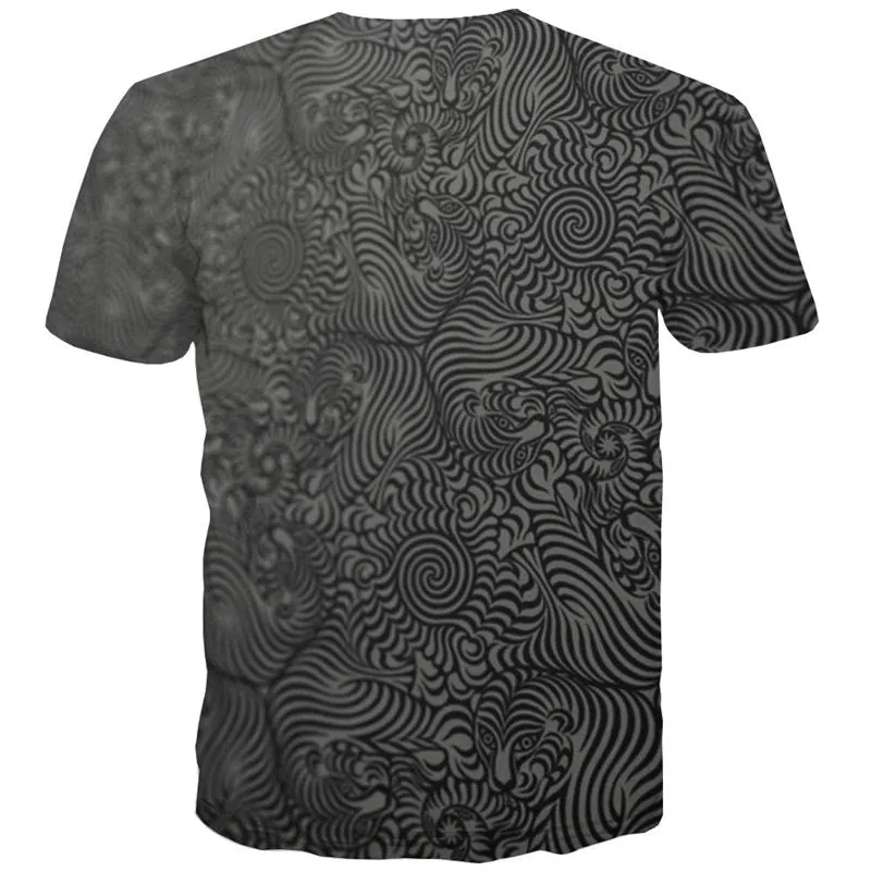 black tiger pattern shirts special texture top tee art costume different men Casual