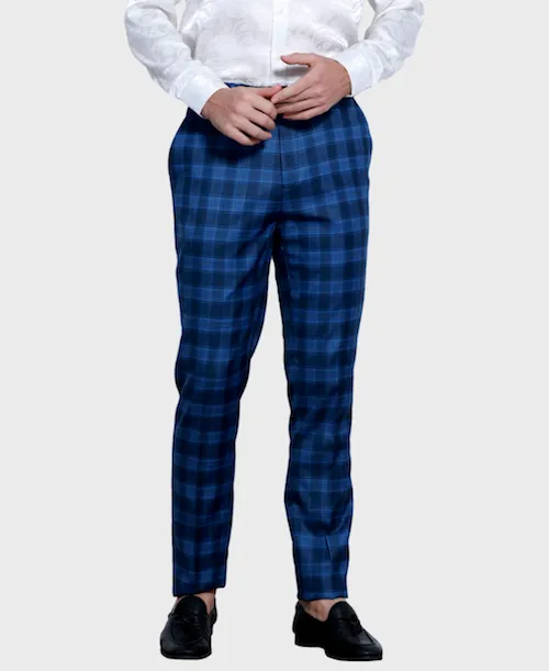 Blue Plaid Dress Pants