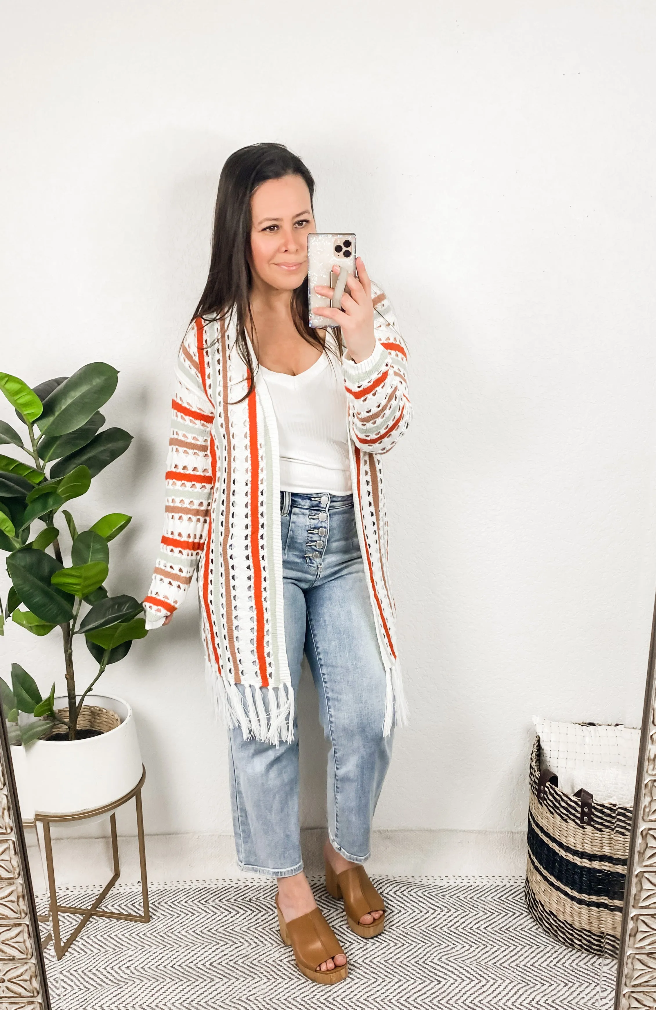 Boho Multi-Color Knit Fringe Cardigan