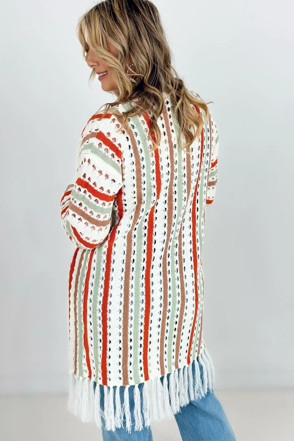 Boho Multi-Color Knit Fringe Cardigan