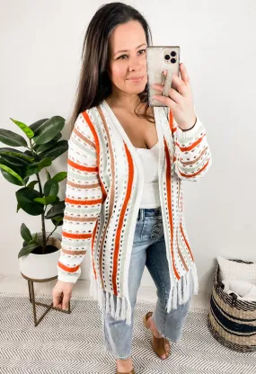 Boho Multi-Color Knit Fringe Cardigan