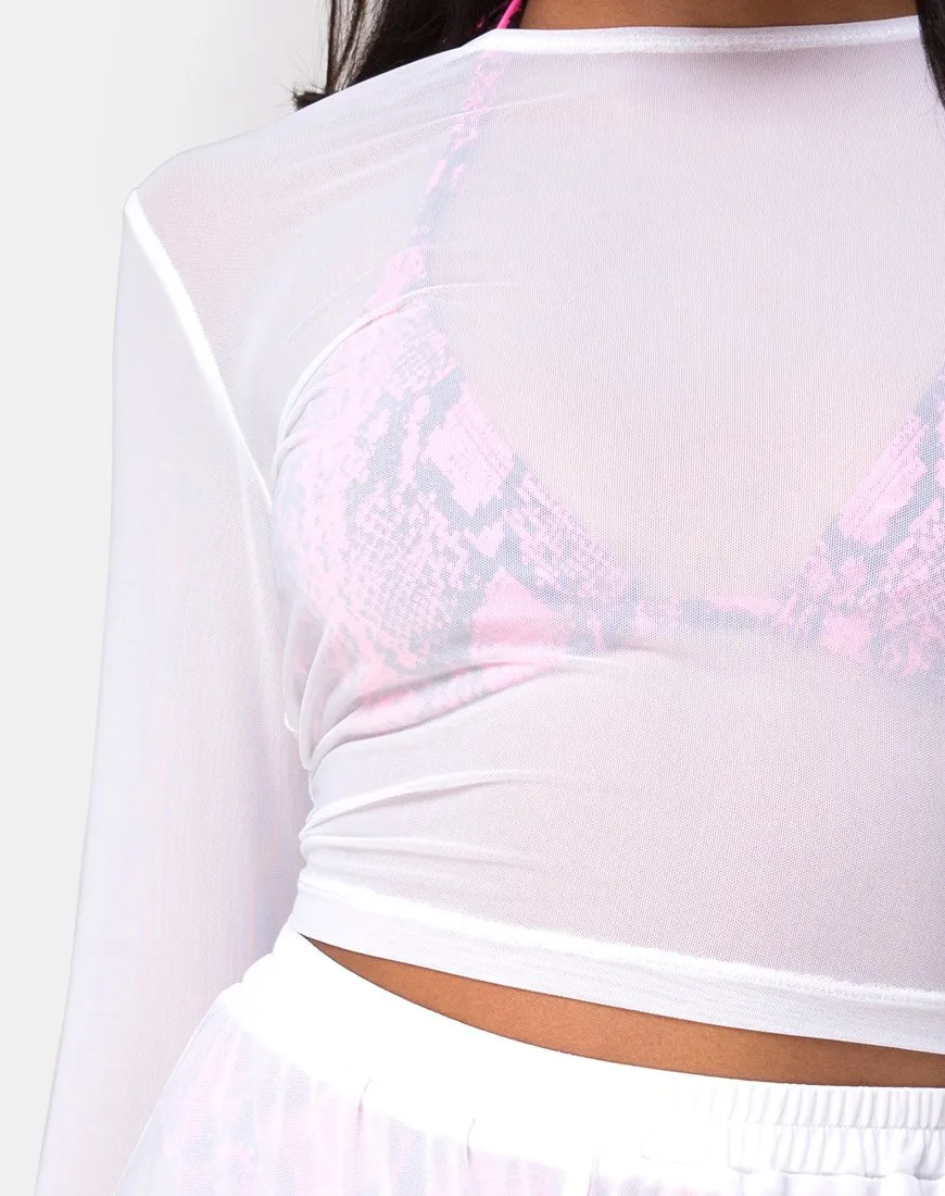 Bonnie Crop Top in Net White