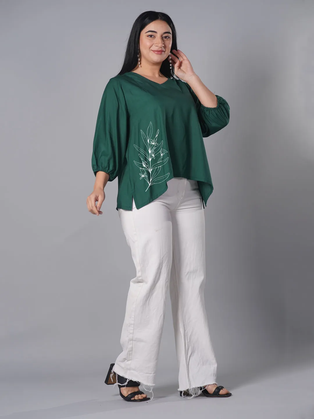 Bottlegreen Rayon Top - Ayla