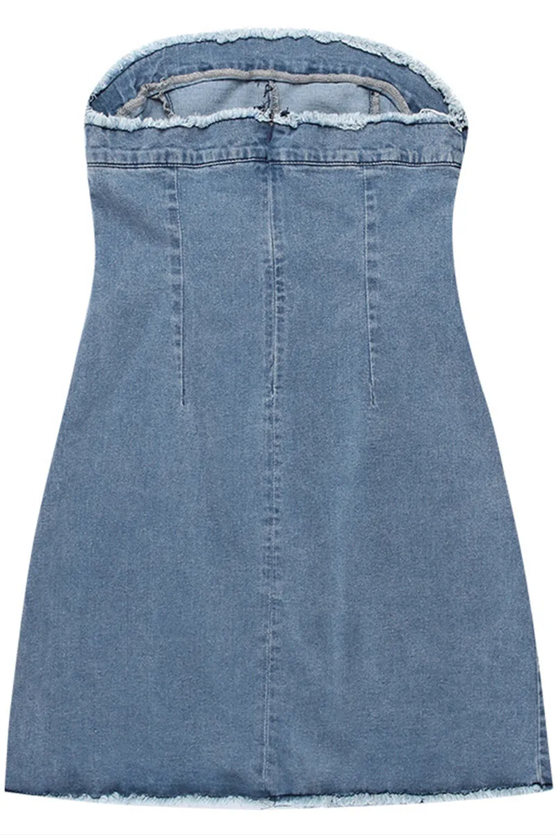 BR3136 Denim Mini Tube Dress