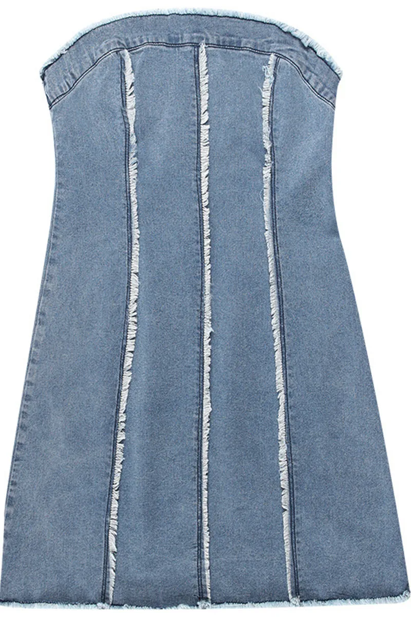 BR3136 Denim Mini Tube Dress