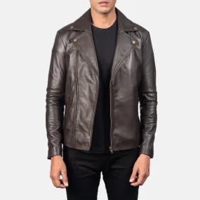 Brown Leather Biker Jacket For mens