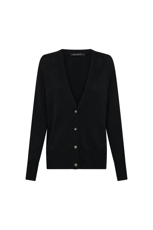 Camilla and Marc Marcie V Neck Cardigan - Black