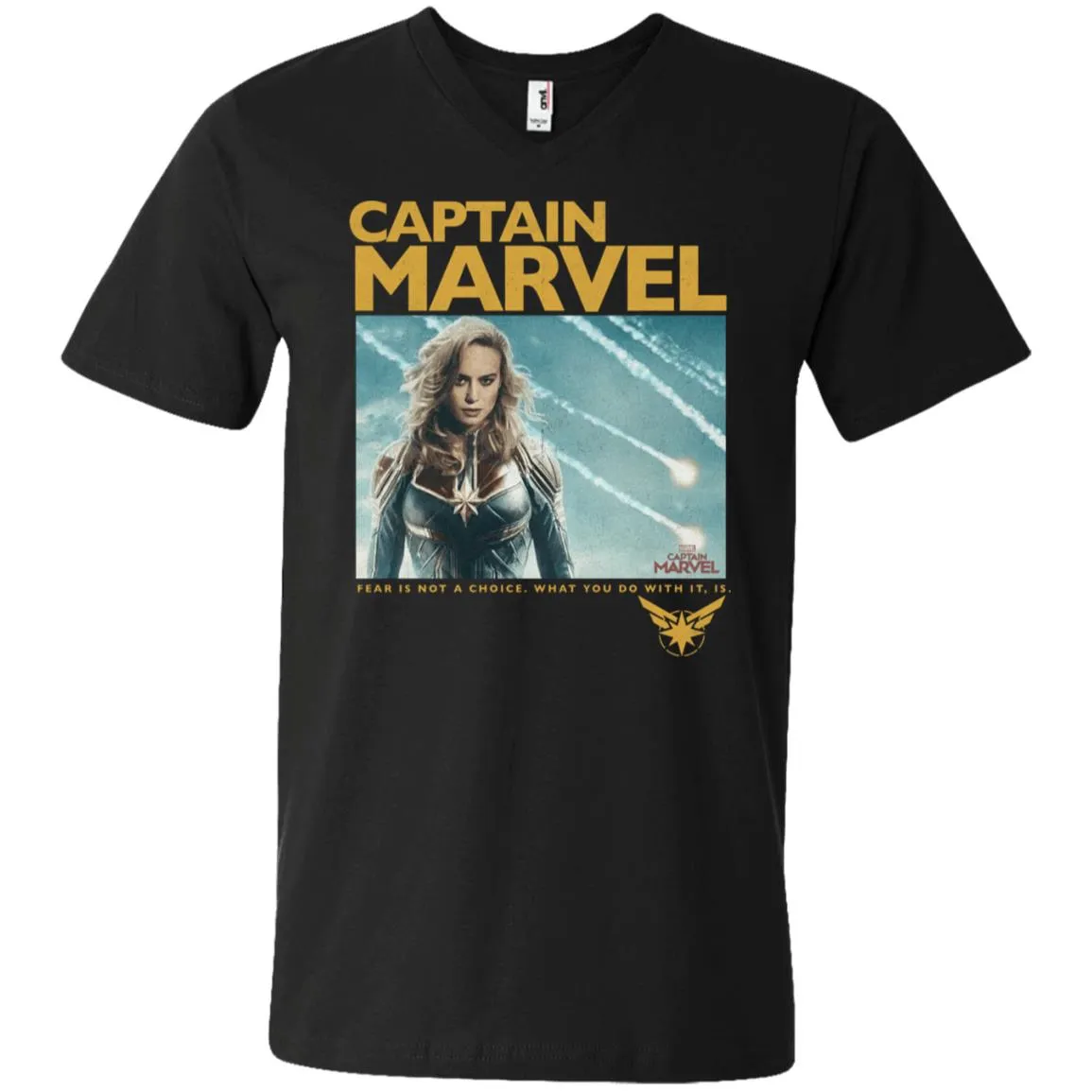 Captain Marvel Vintage Movie Poster Style Men V-Neck T-Shirt