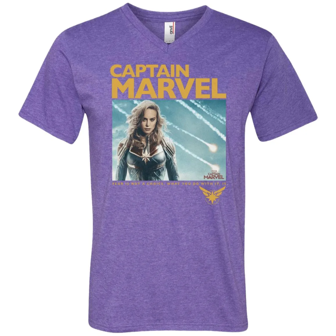 Captain Marvel Vintage Movie Poster Style Men V-Neck T-Shirt