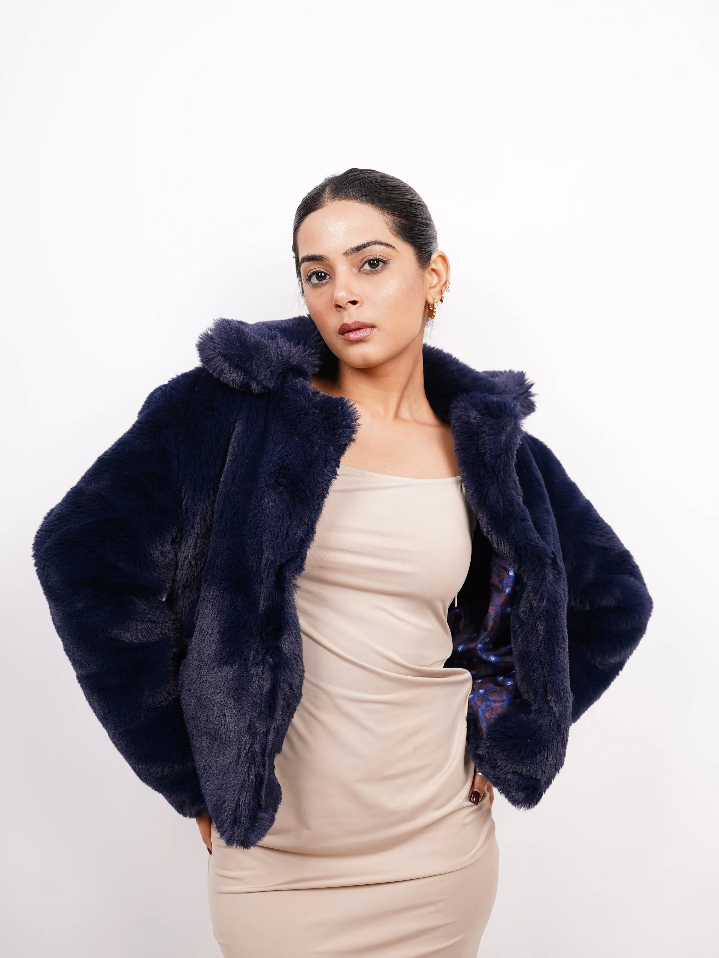 Carol faux fur cropped jacket