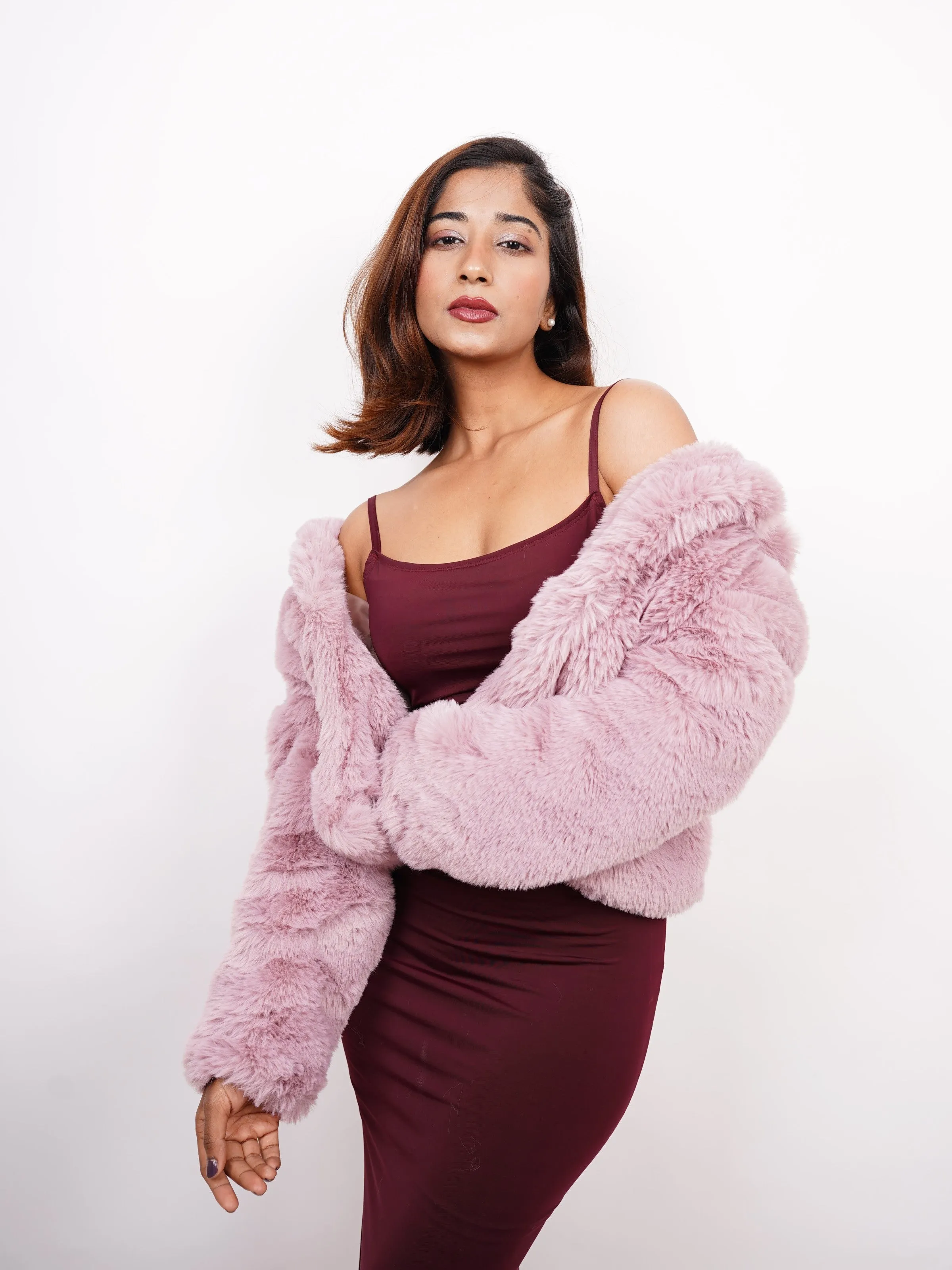 Carol faux fur cropped jacket