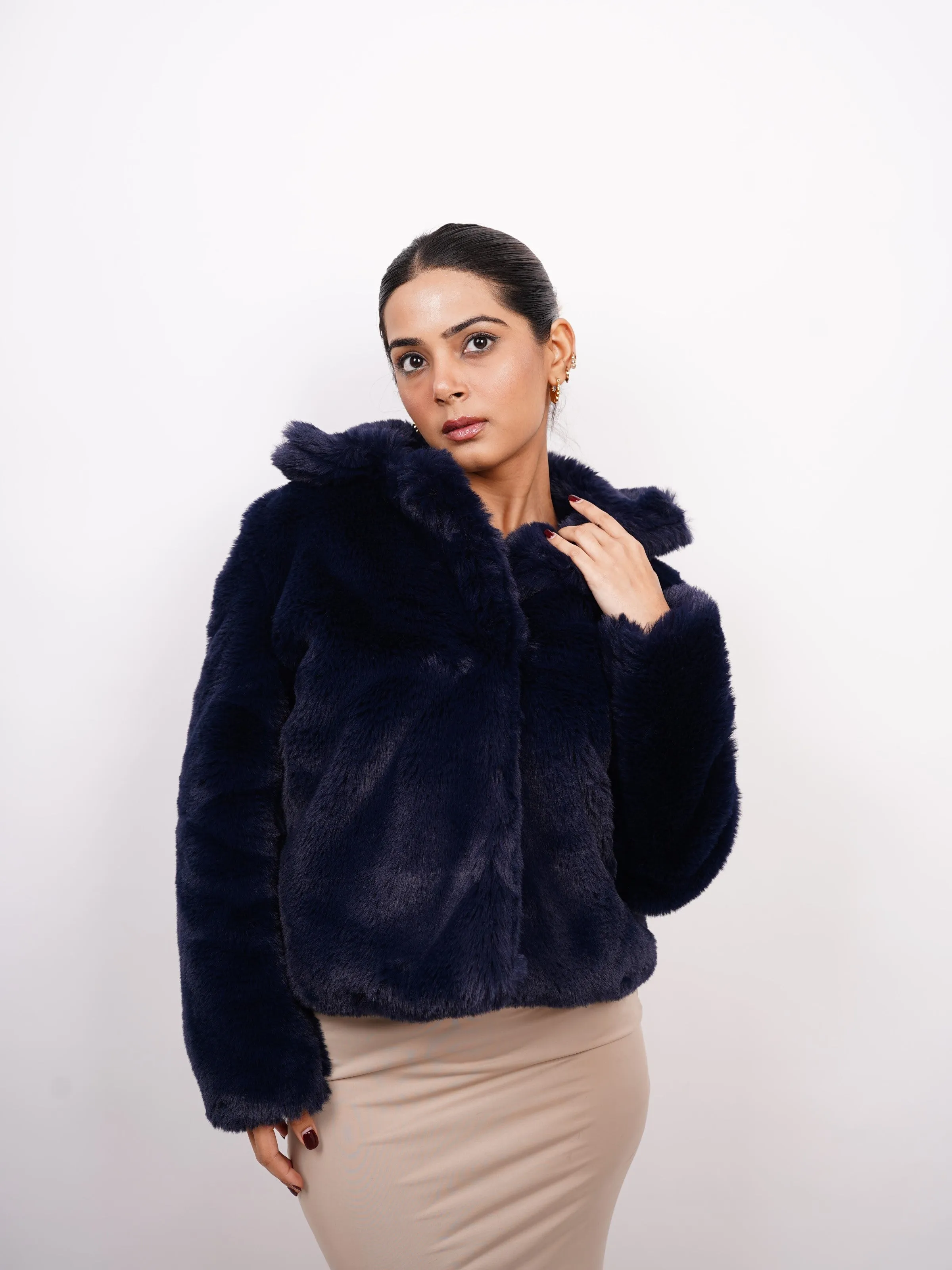 Carol faux fur cropped jacket