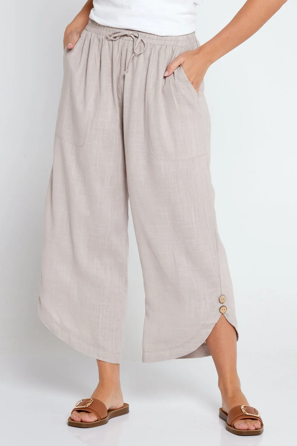 Cartia Linen Pants - Beige