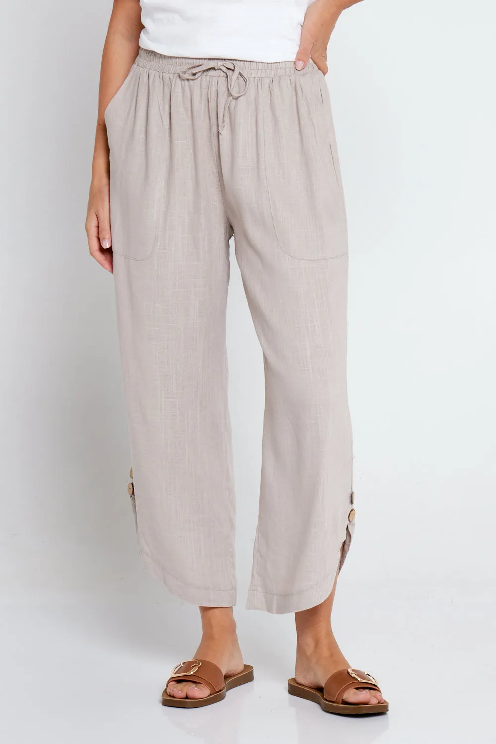 Cartia Linen Pants - Beige