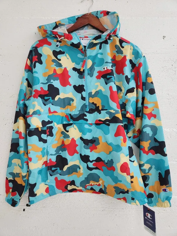 Champion Unisex Stadium Packable Jacket Abstract Camo Teal V1012P 549369 AM2J