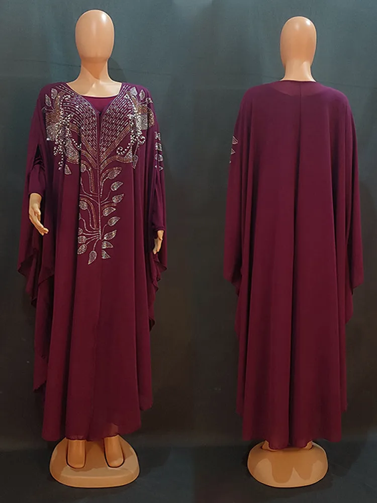 Chiffon Boubou 2 PCS Dubai Abaya Kaftan