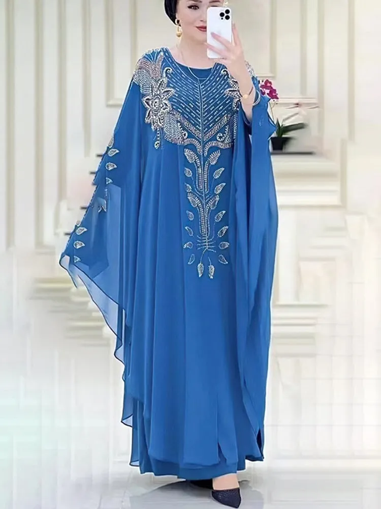 Chiffon Boubou 2 PCS Dubai Abaya Kaftan