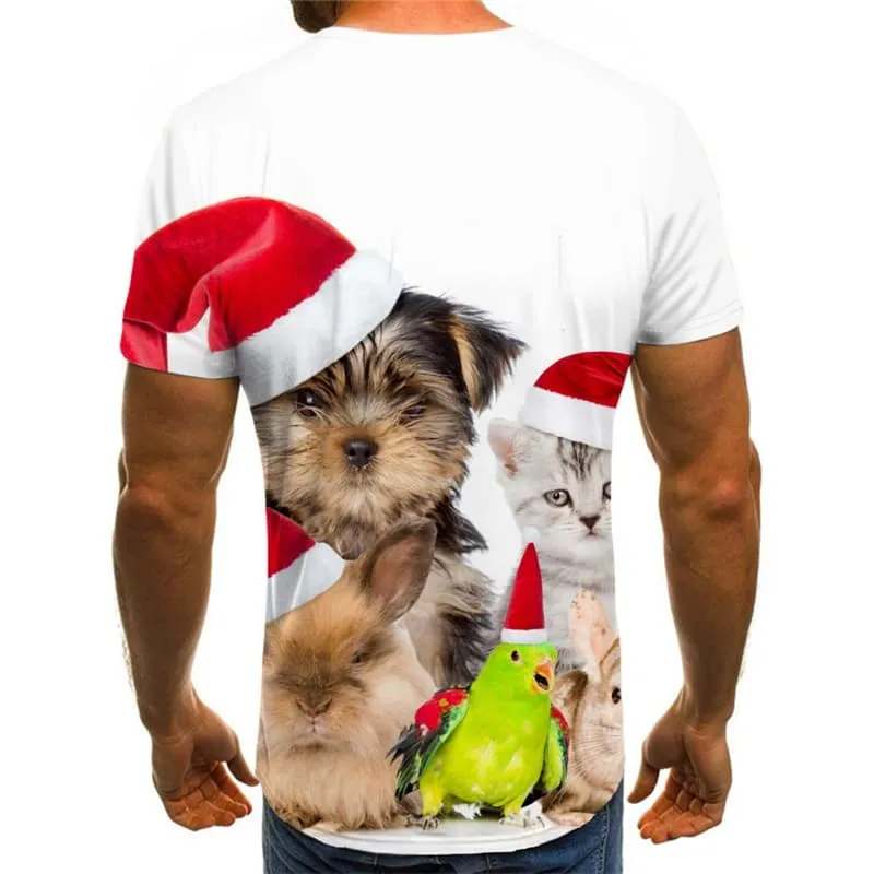 Christmas T-shirt Men Animal T-shirts 3d Hip Hop Shirt Print New Year Tshirt Printed