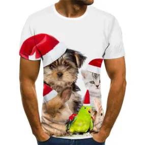 Christmas T-shirt Men Animal T-shirts 3d Hip Hop Shirt Print New Year Tshirt Printed