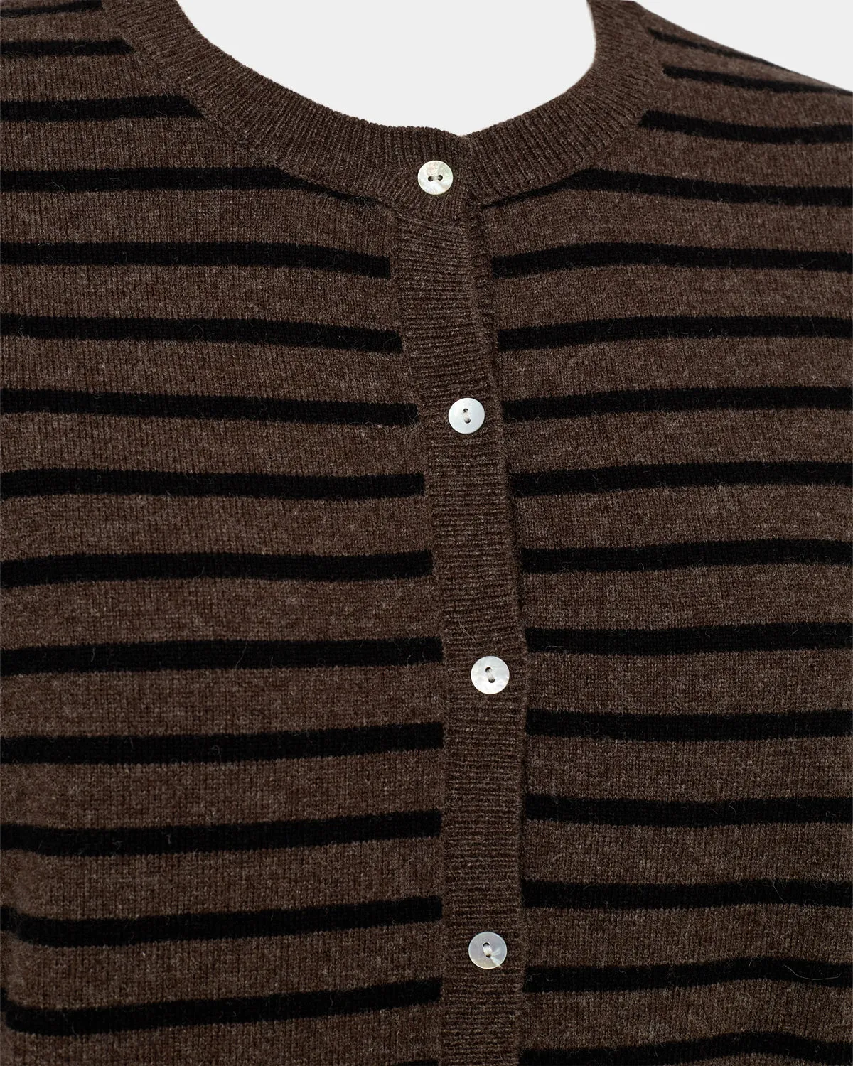 CISSESW STRIPE CARDIGAN - Dark Brown Black striped