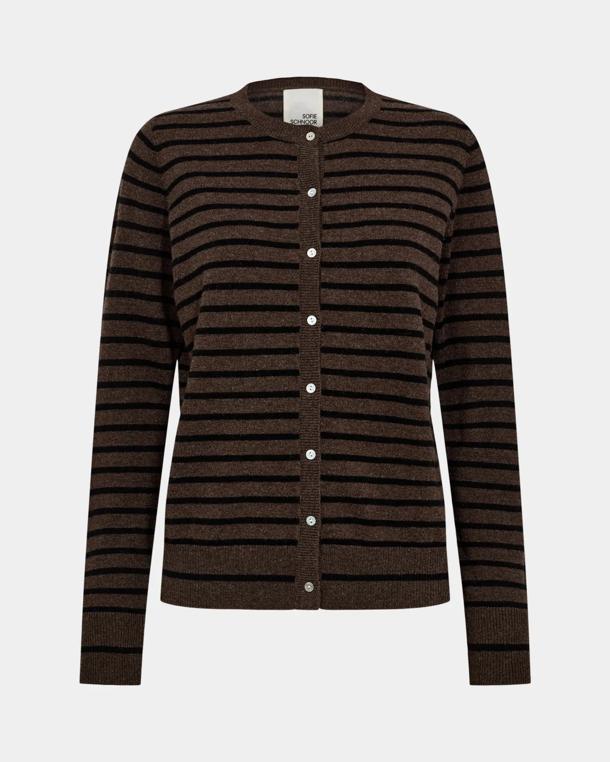 CISSESW STRIPE CARDIGAN - Dark Brown Black striped