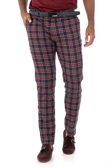 CP67 I BARABAS PLAID PANTS SLIM FIT I NAVY-RD