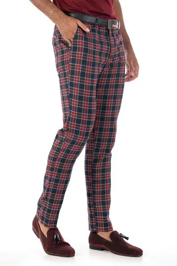 CP67 I BARABAS PLAID PANTS SLIM FIT I NAVY-RD